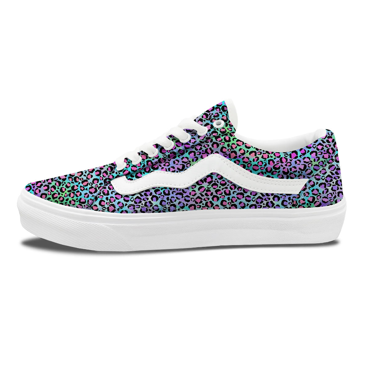 Leopard Rainbow And Purple Print Pattern Skate Shoes-grizzshop