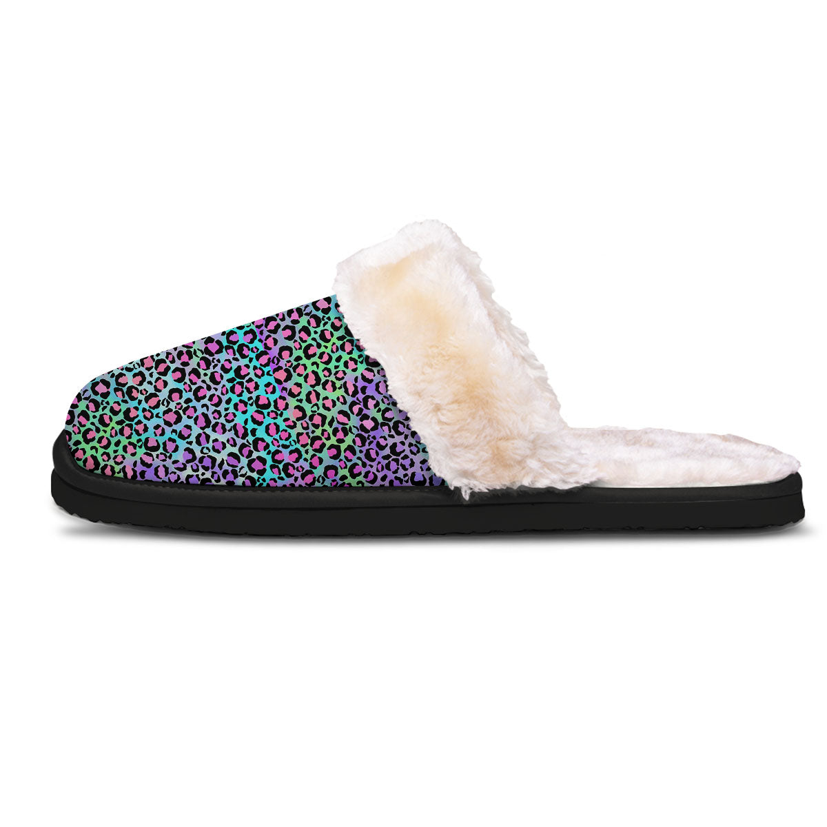 Leopard Rainbow And Purple Print Pattern Slippers-grizzshop