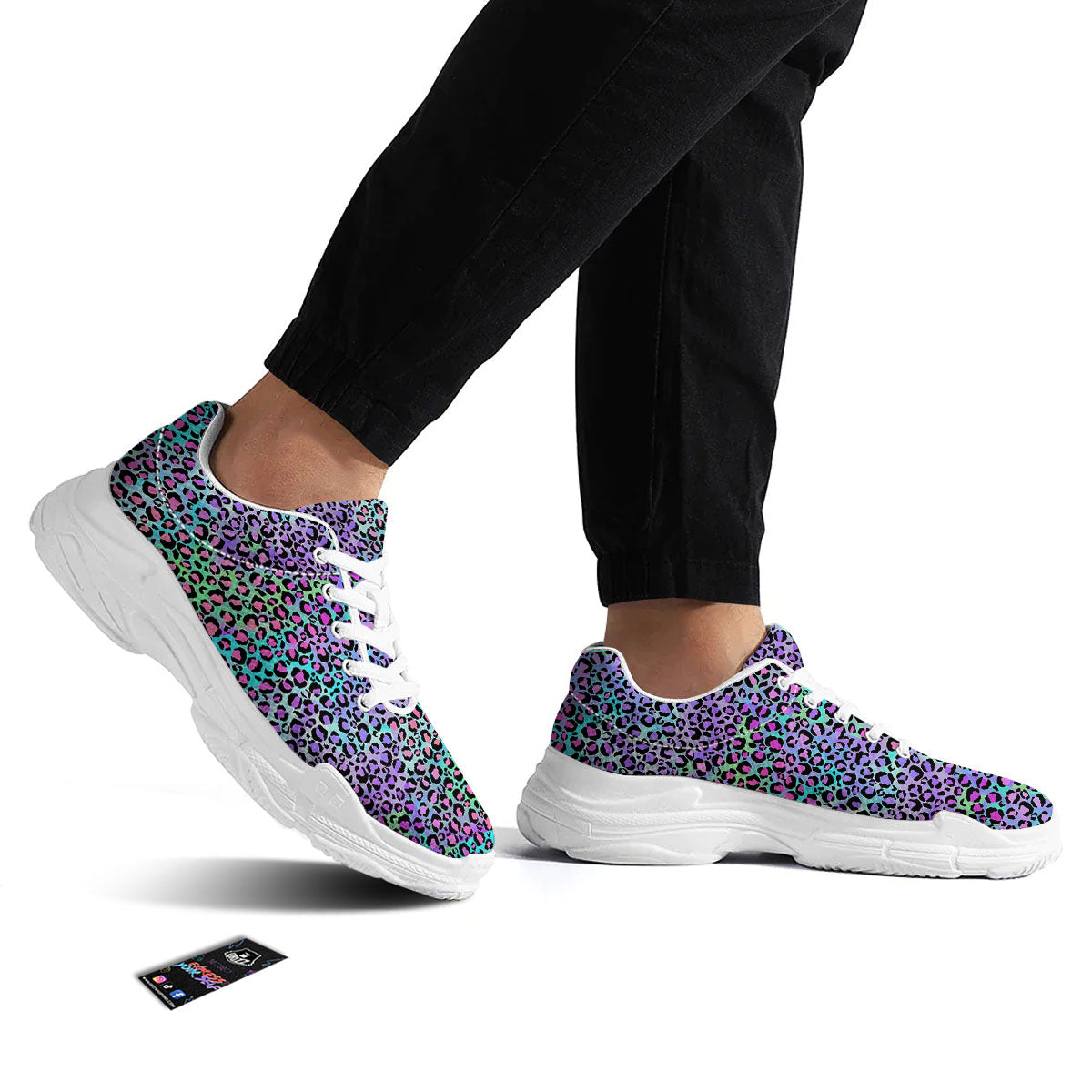Leopard Rainbow And Purple Print Pattern White Chunky Shoes-grizzshop