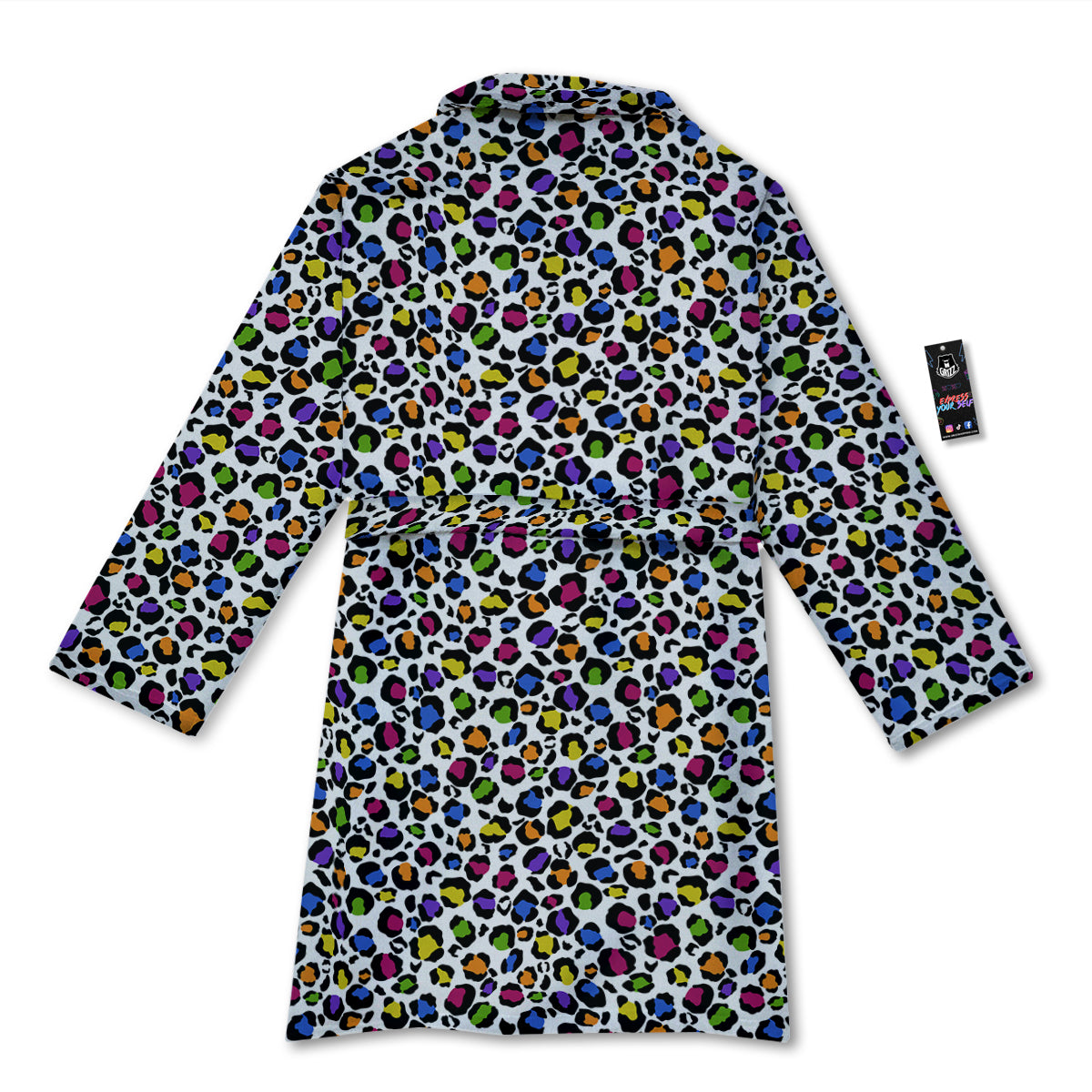 Leopard Rainbow And White Print Pattern Bathrobe-grizzshop