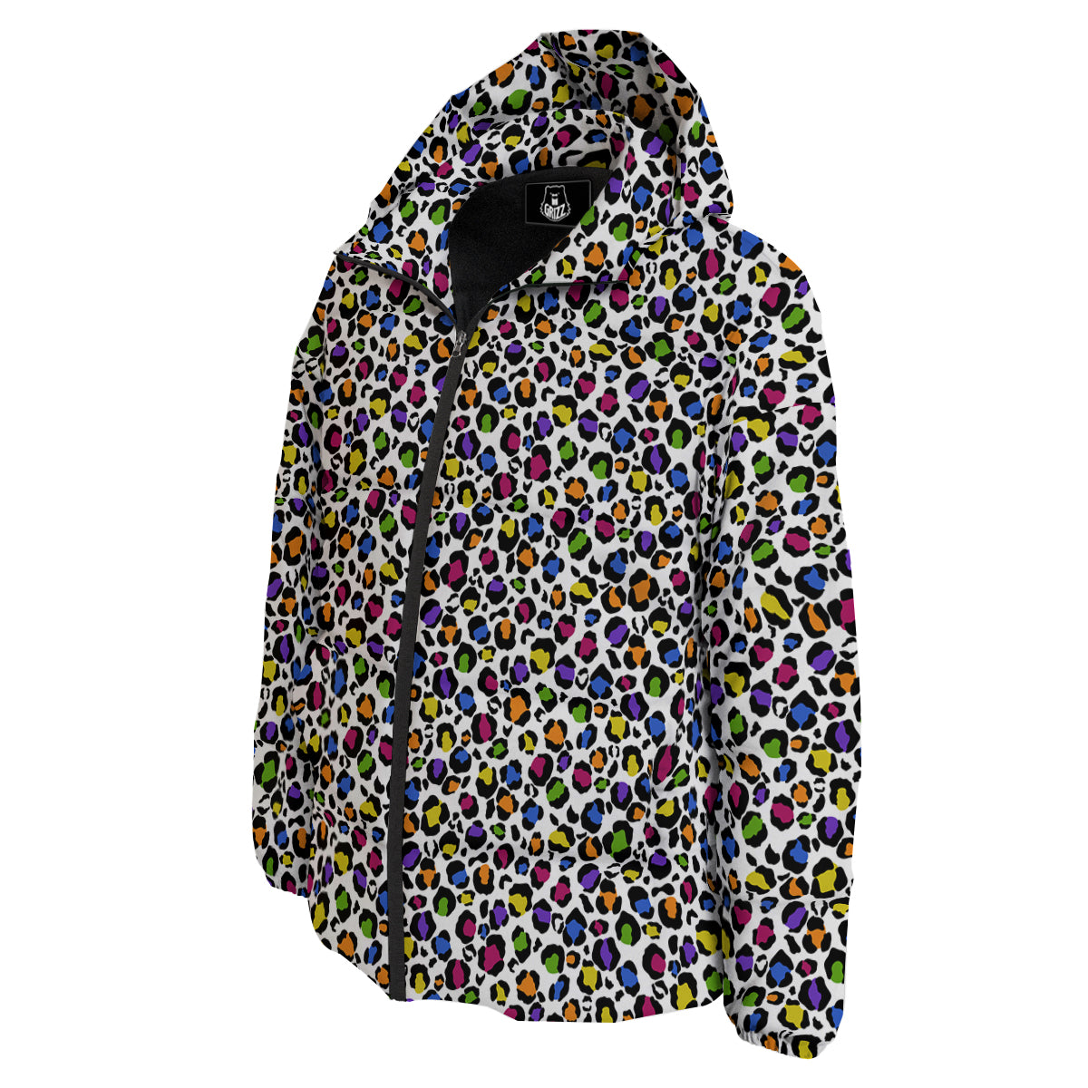 Leopard Rainbow And White Print Pattern Down Jacket-grizzshop