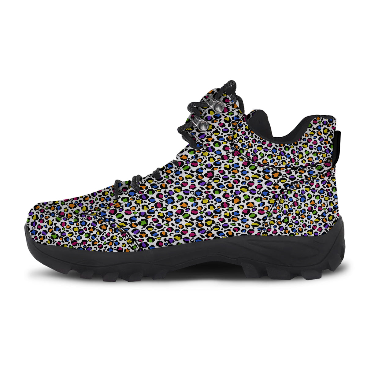 Leopard Rainbow And White Print Pattern Hiking Shoes-grizzshop