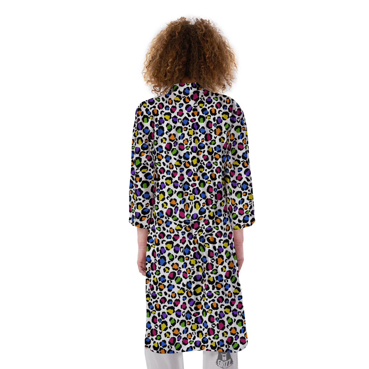 Leopard Rainbow And White Print Pattern Kimono-grizzshop