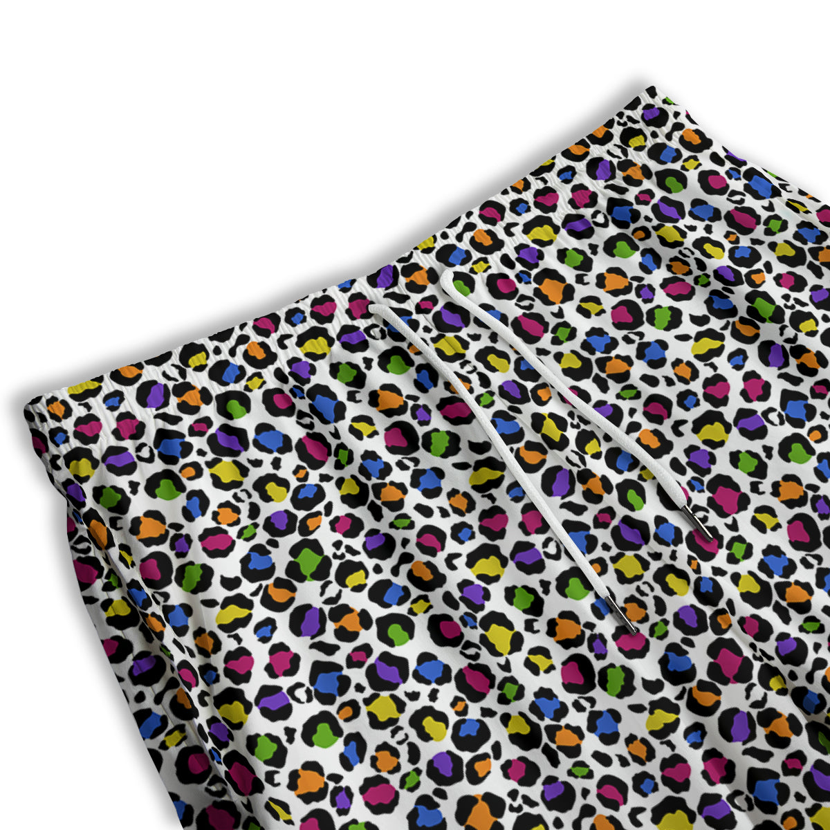 Leopard Rainbow And White Print Pattern Men's Athletic Shorts