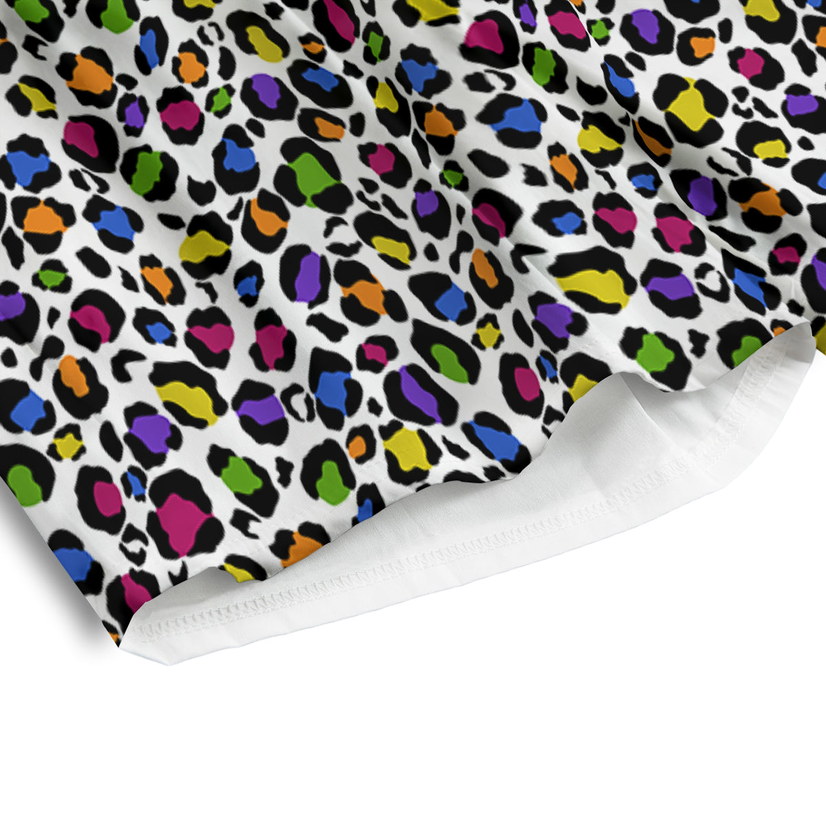 Leopard Rainbow And White Print Pattern Men's Athletic Shorts