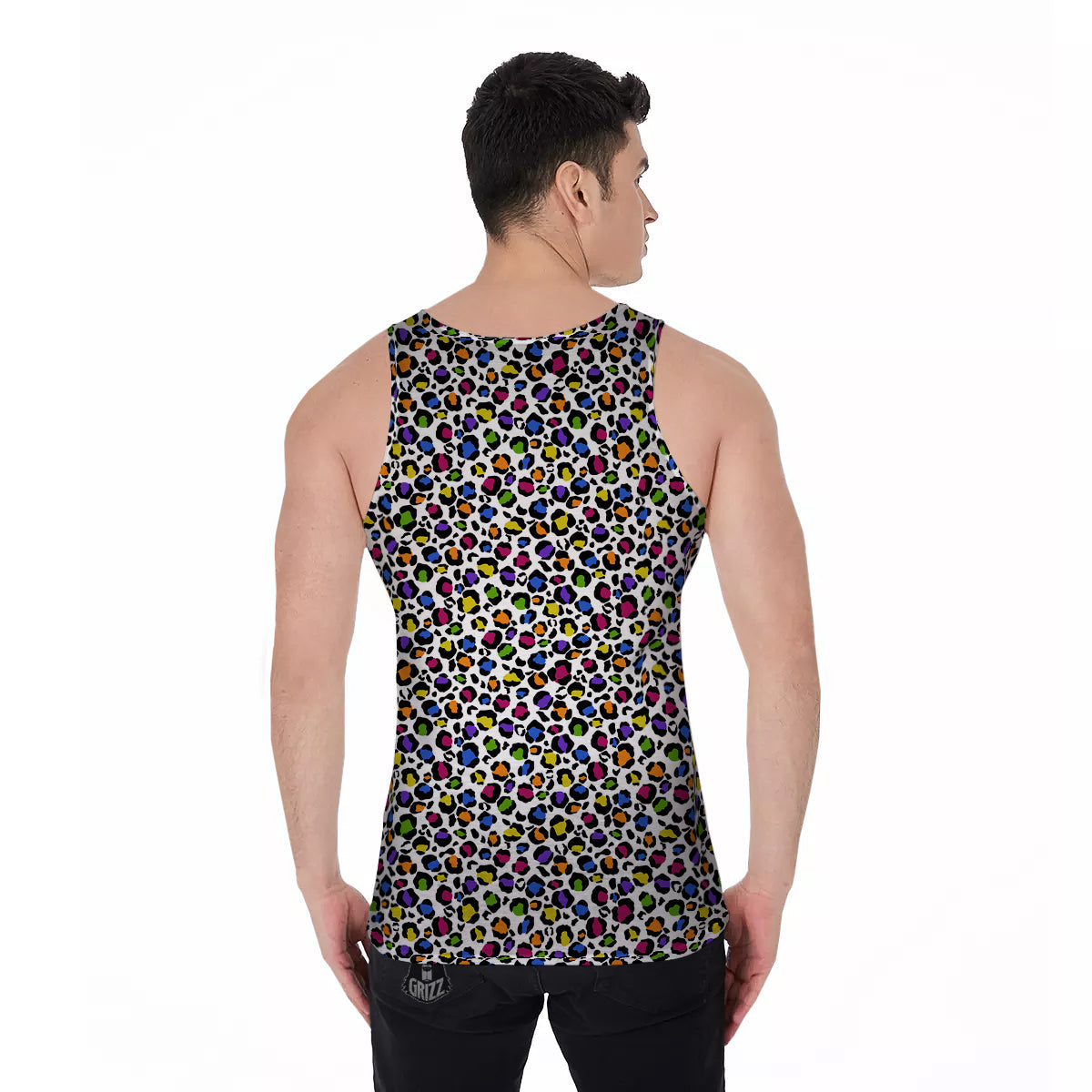 Leopard Rainbow And White Print Pattern Men's Tank Top-grizzshop