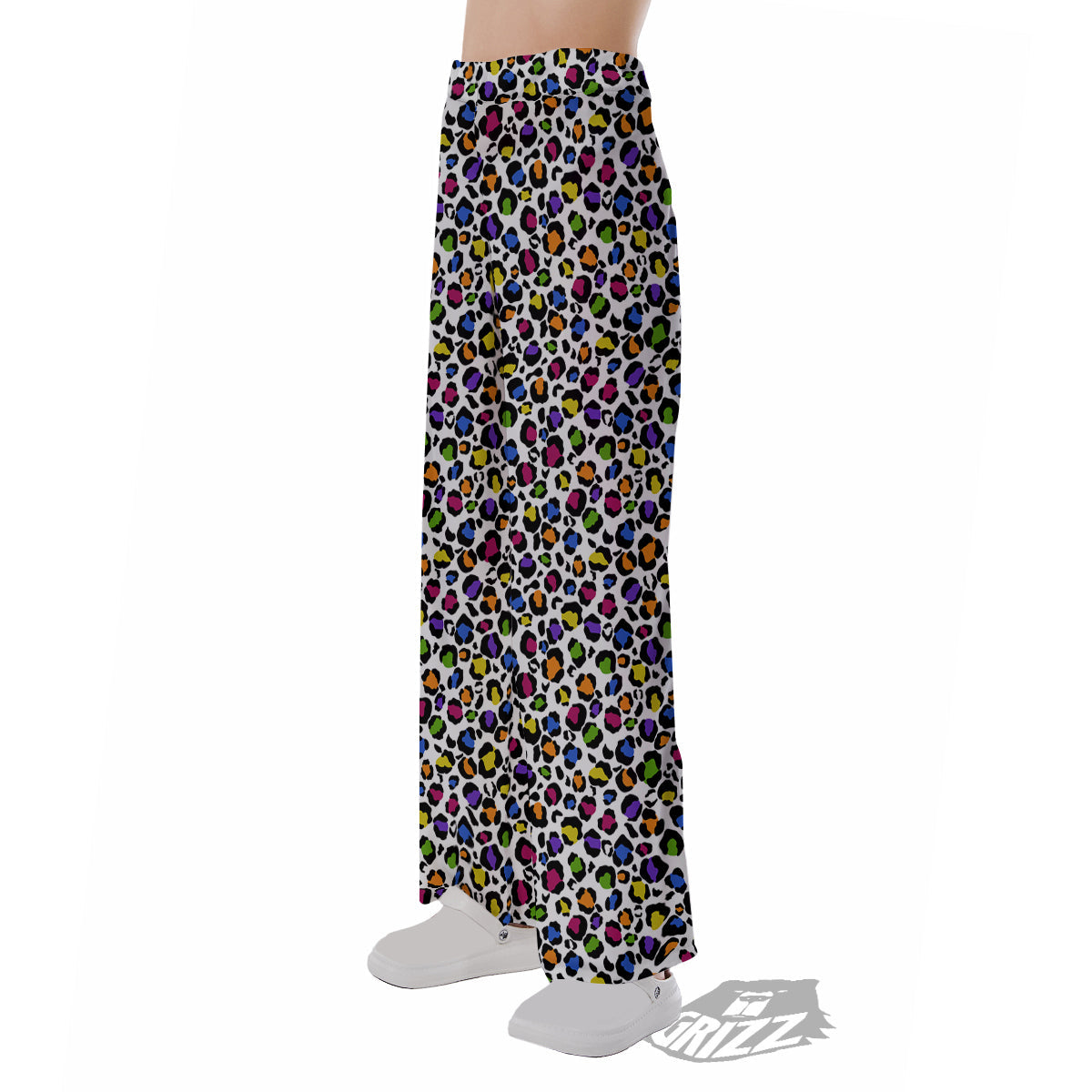 Leopard Rainbow And White Print Pattern Pajama Pants-grizzshop