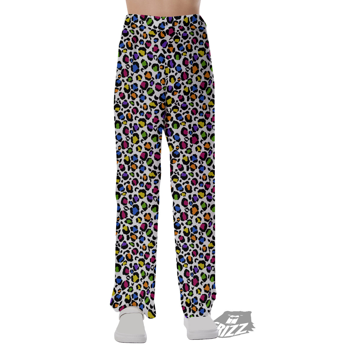 Leopard Rainbow And White Print Pattern Pajama Pants-grizzshop