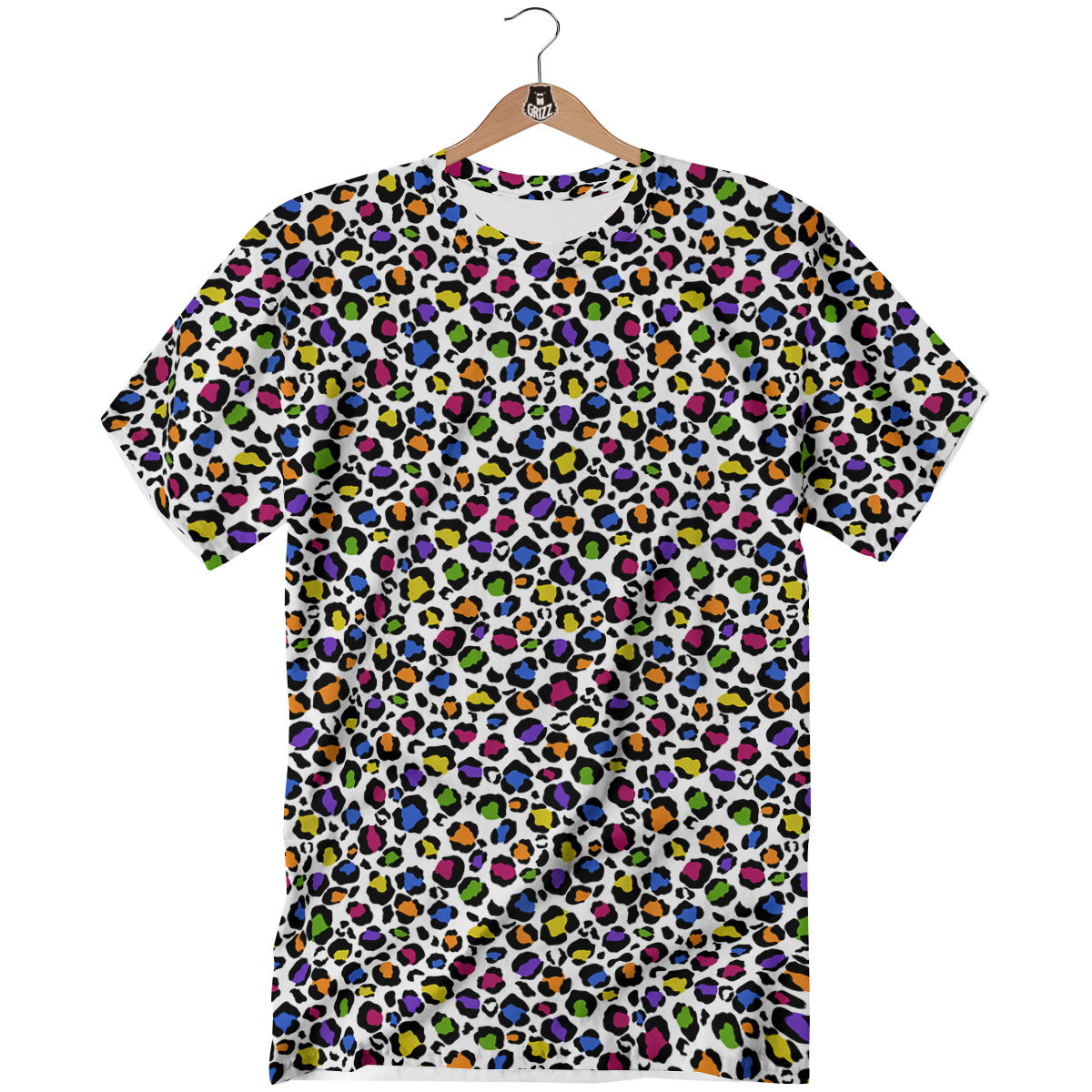 Leopard Rainbow And White Print Pattern T-Shirt-grizzshop