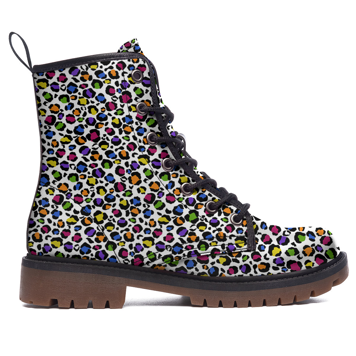 Leopard Rainbow And White Print Pattern Work Boots-grizzshop