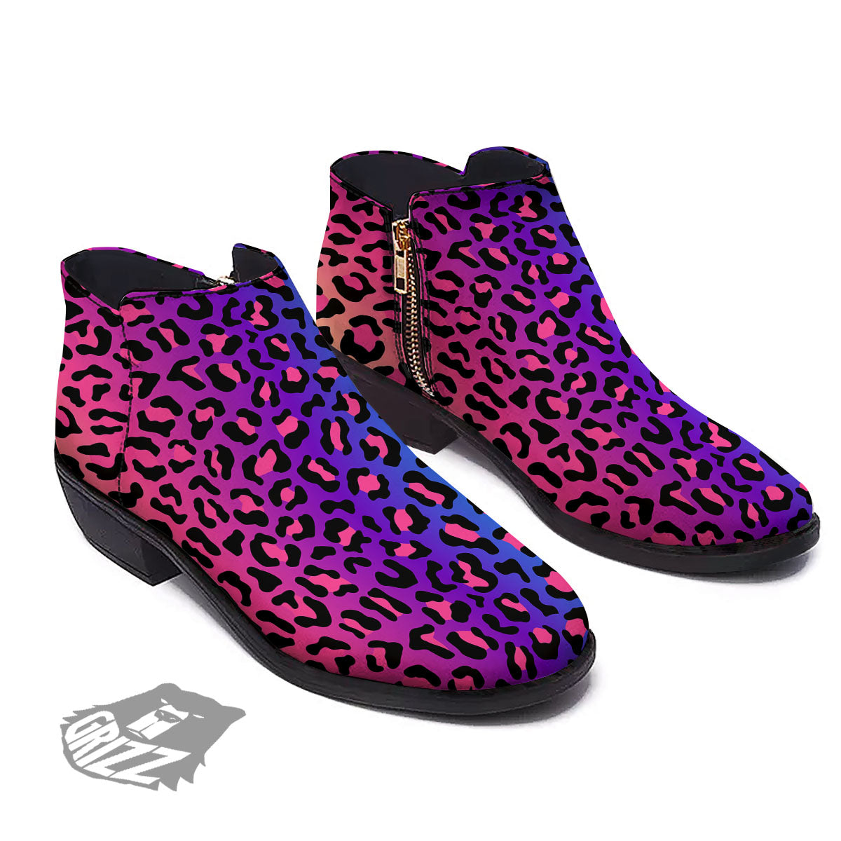 Leopard Rainbow Print Ankle Boots-grizzshop