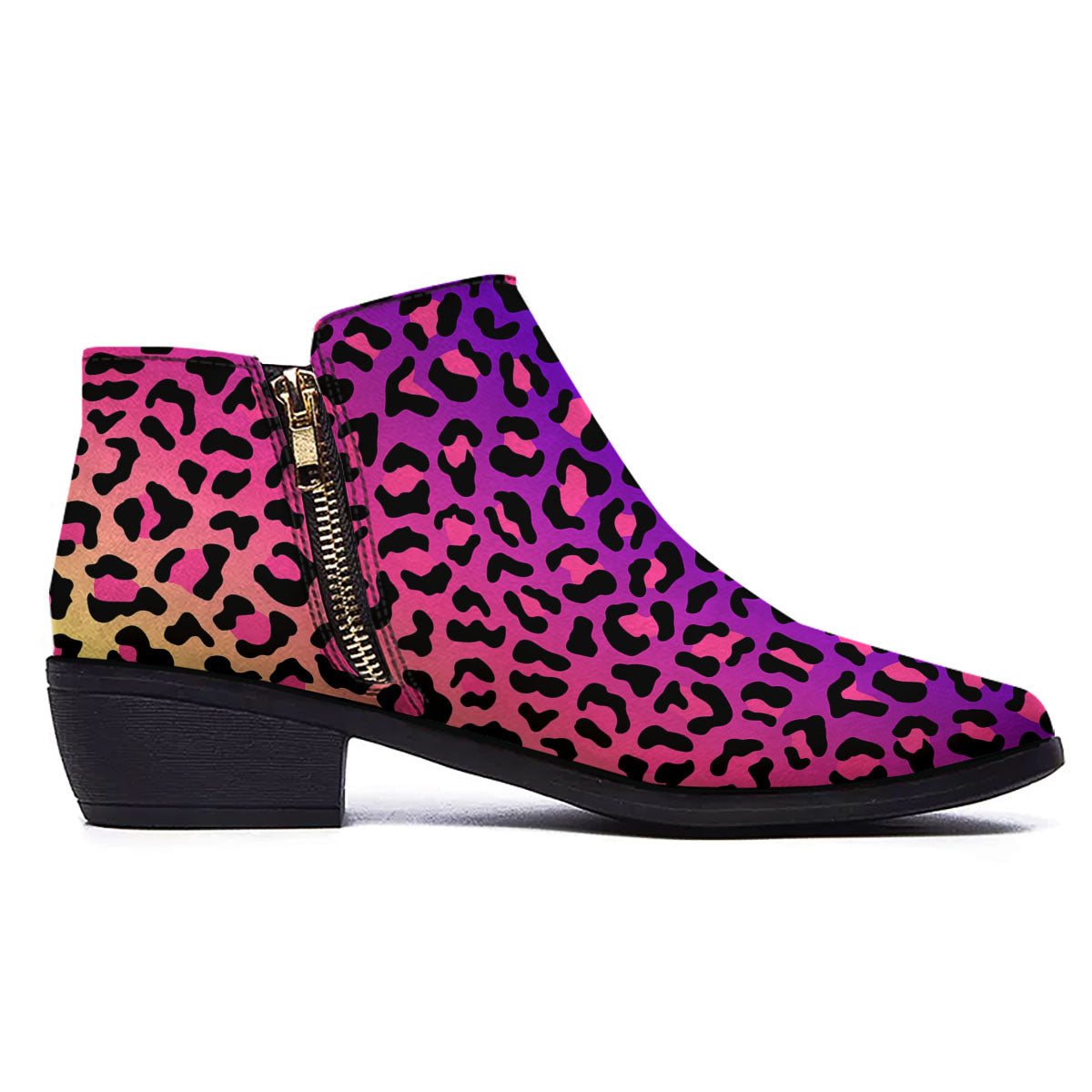 Leopard Rainbow Print Ankle Boots-grizzshop