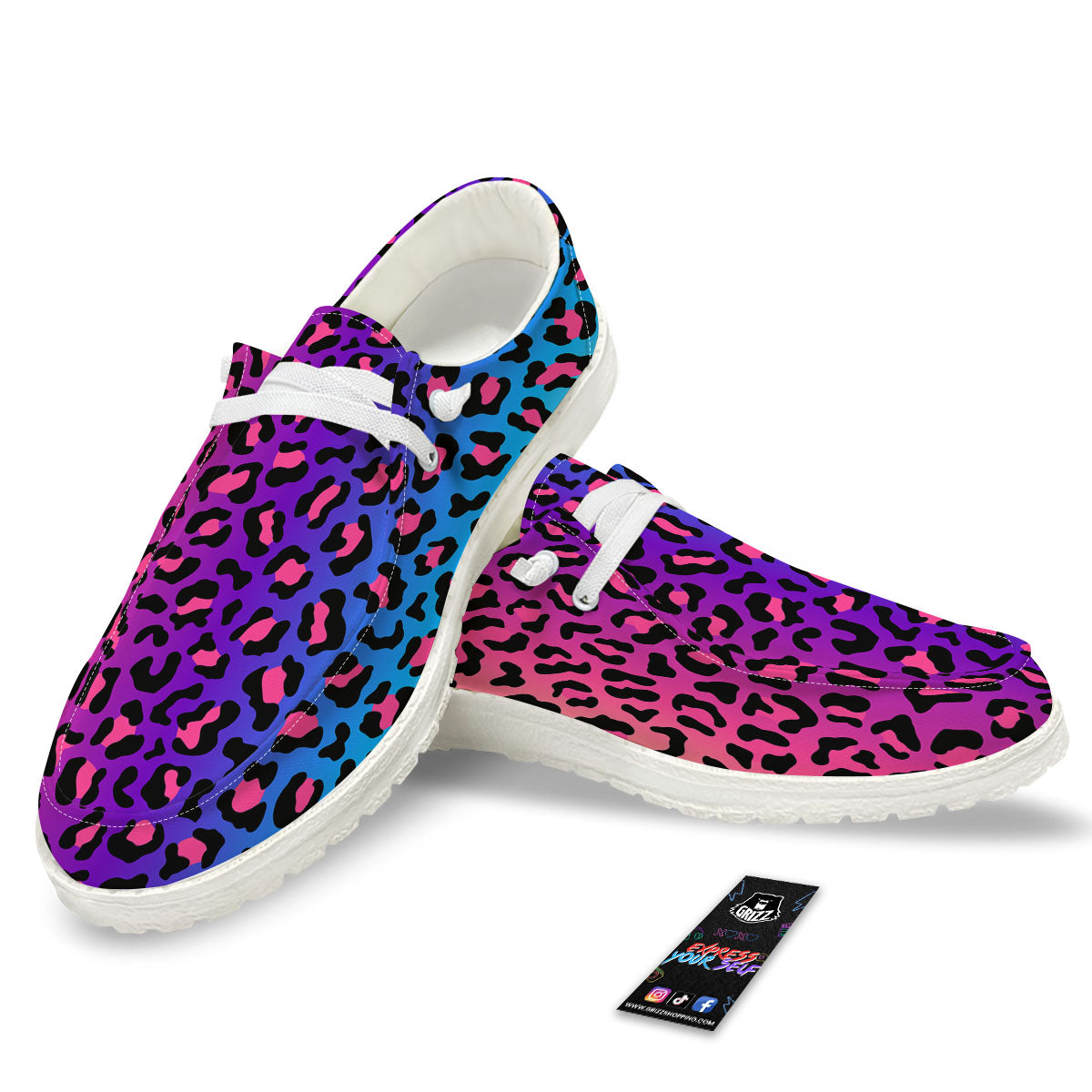 Leopard Rainbow Print Black Loafers-grizzshop