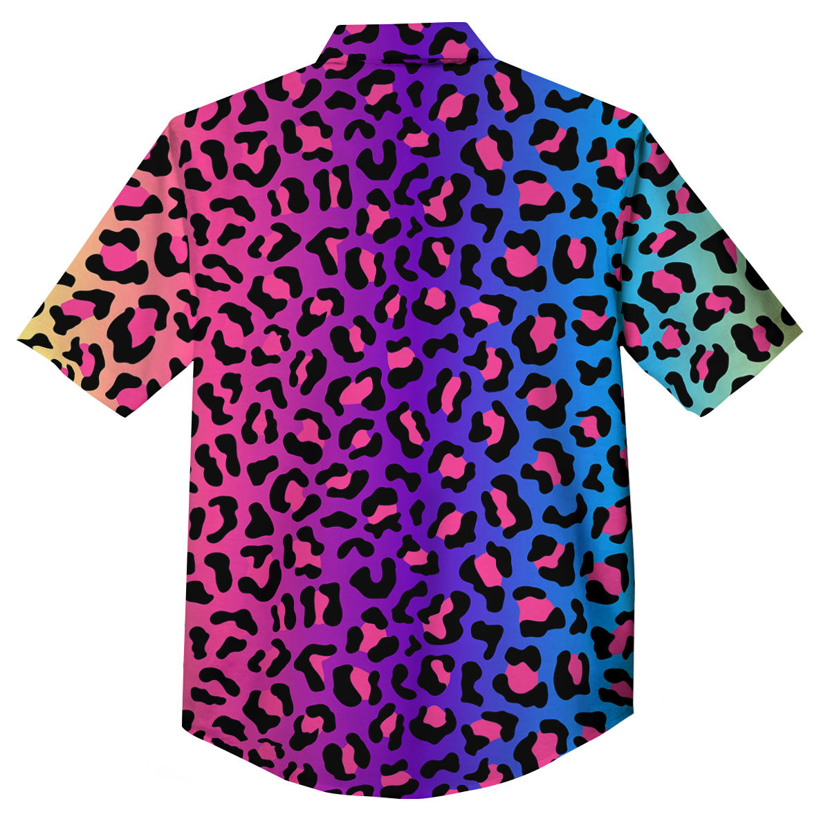 Leopard Rainbow Print Button Up Shirt-grizzshop
