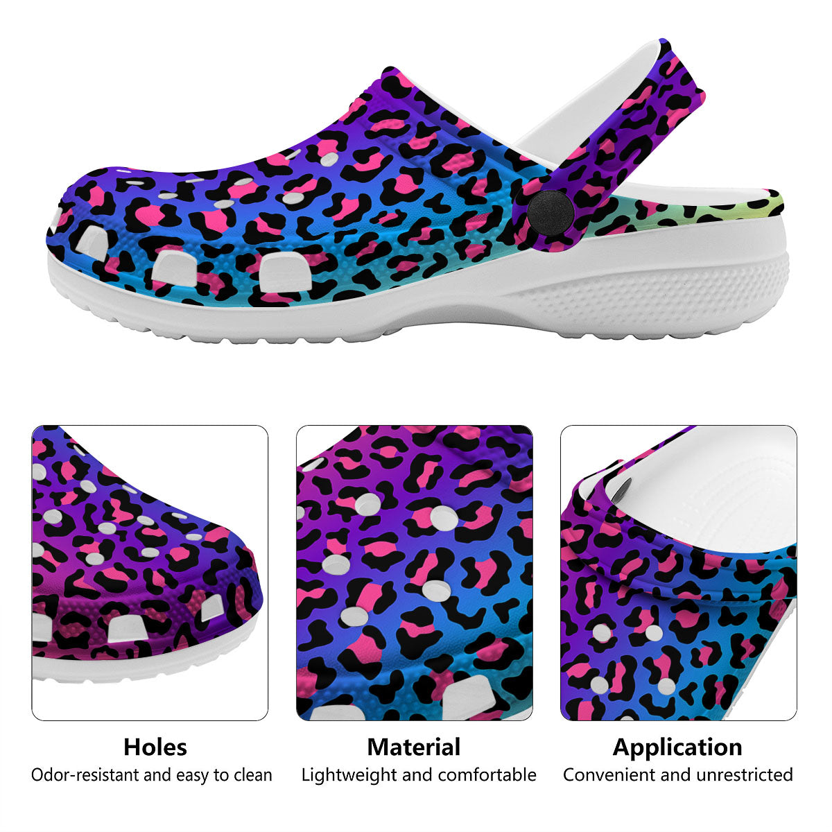Leopard Rainbow Print Clog-grizzshop