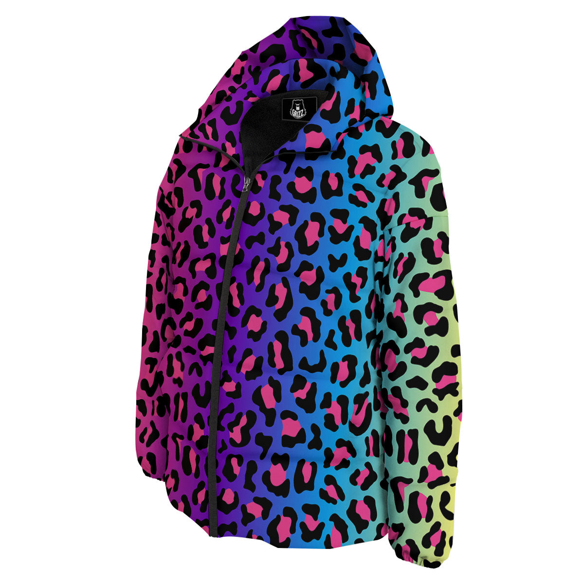 Leopard Rainbow Print Down Jacket-grizzshop