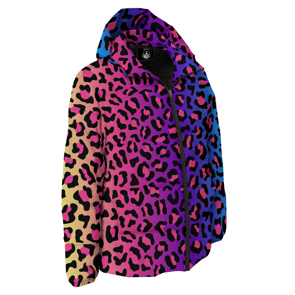 Leopard Rainbow Print Down Jacket-grizzshop