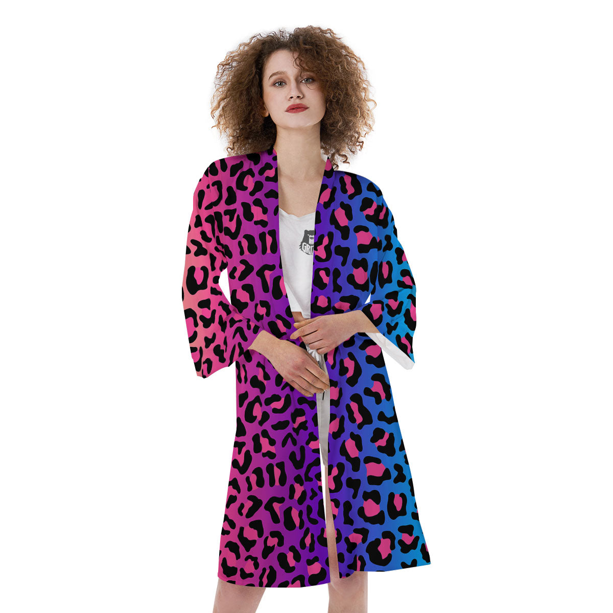 Leopard Rainbow Print Kimono-grizzshop
