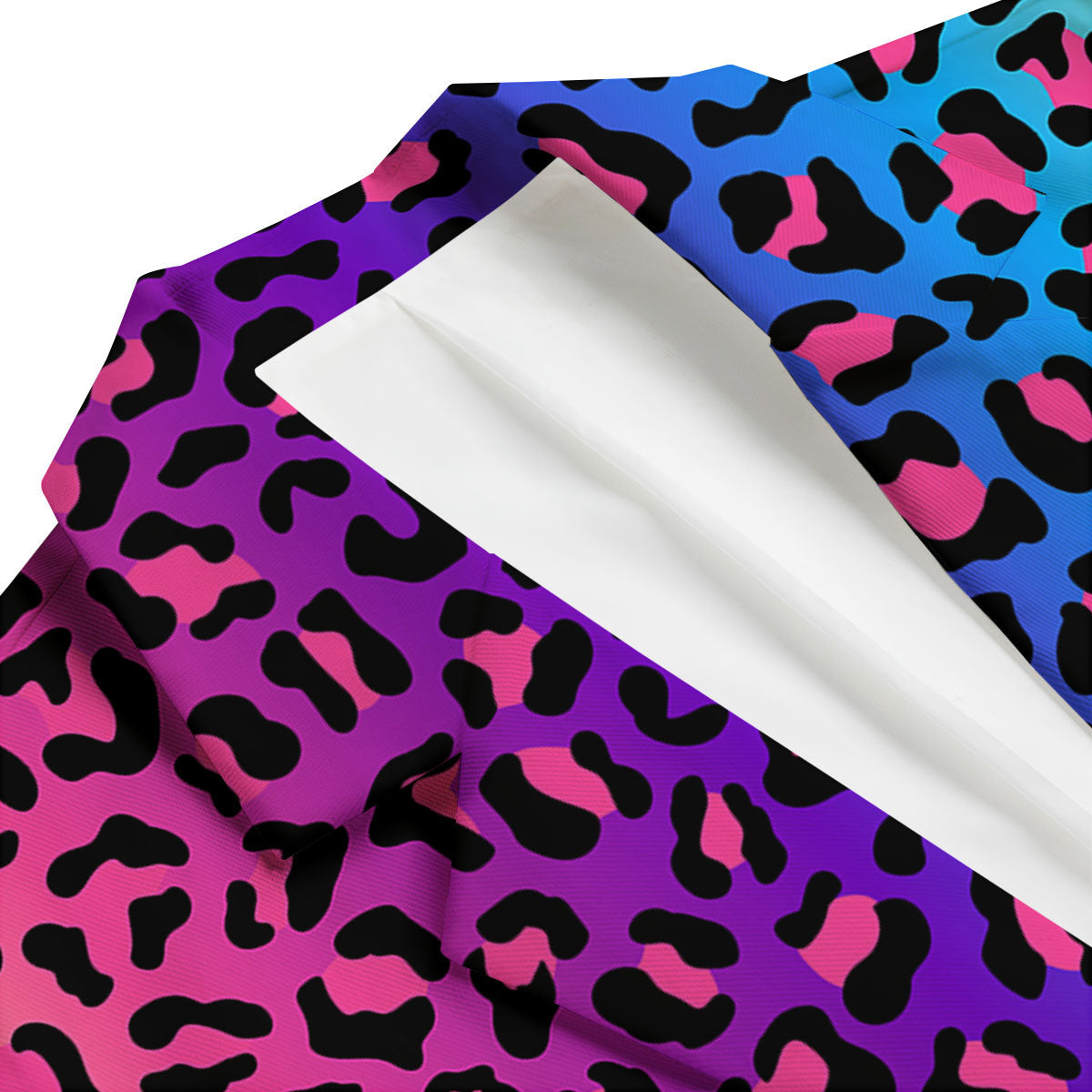 Leopard Rainbow Print Men's Blazer-grizzshop