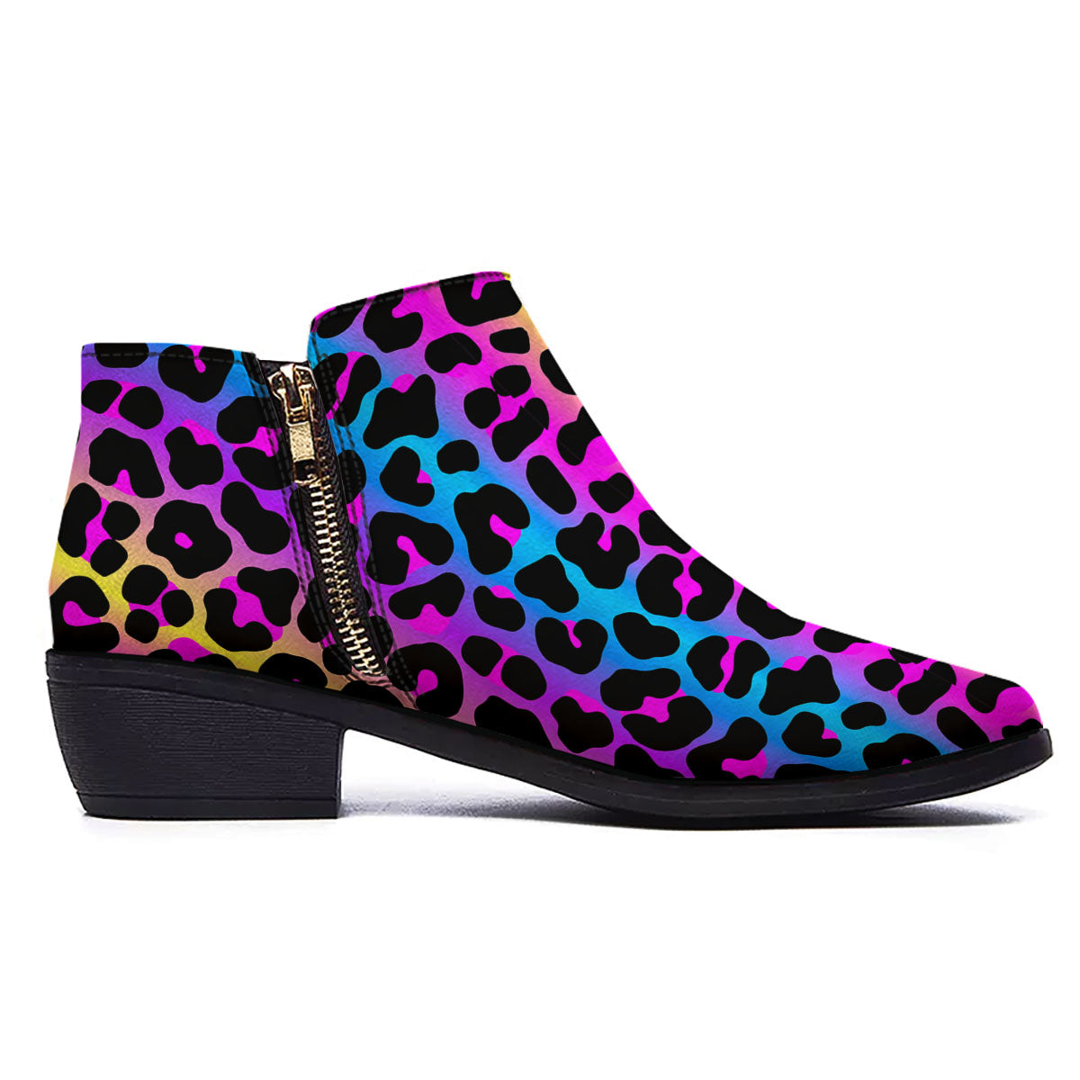 Leopard Rainbow Print Pattern Ankle Boots-grizzshop