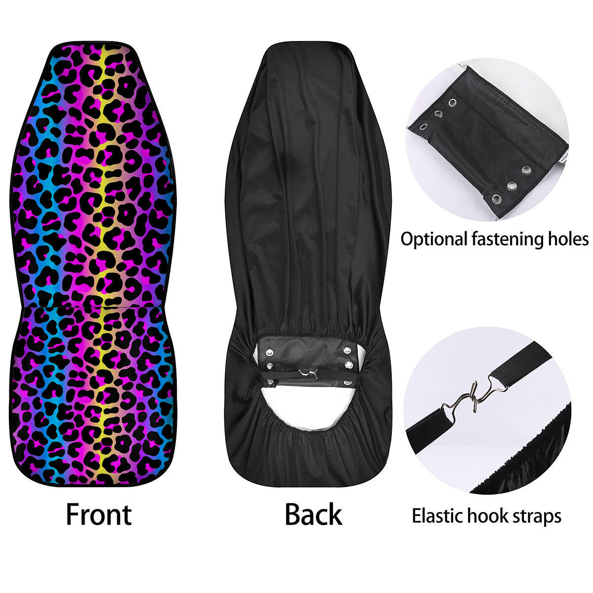 Leopard Rainbow Print Pattern Car Seat Covers-grizzshop