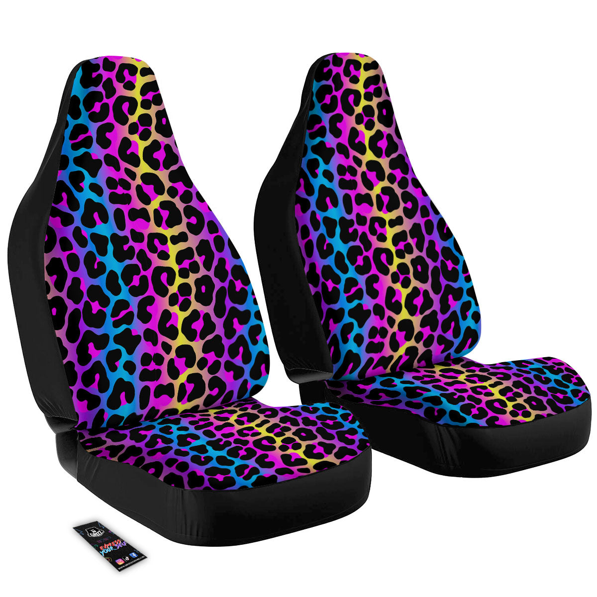 Leopard Rainbow Print Pattern Car Seat Covers-grizzshop