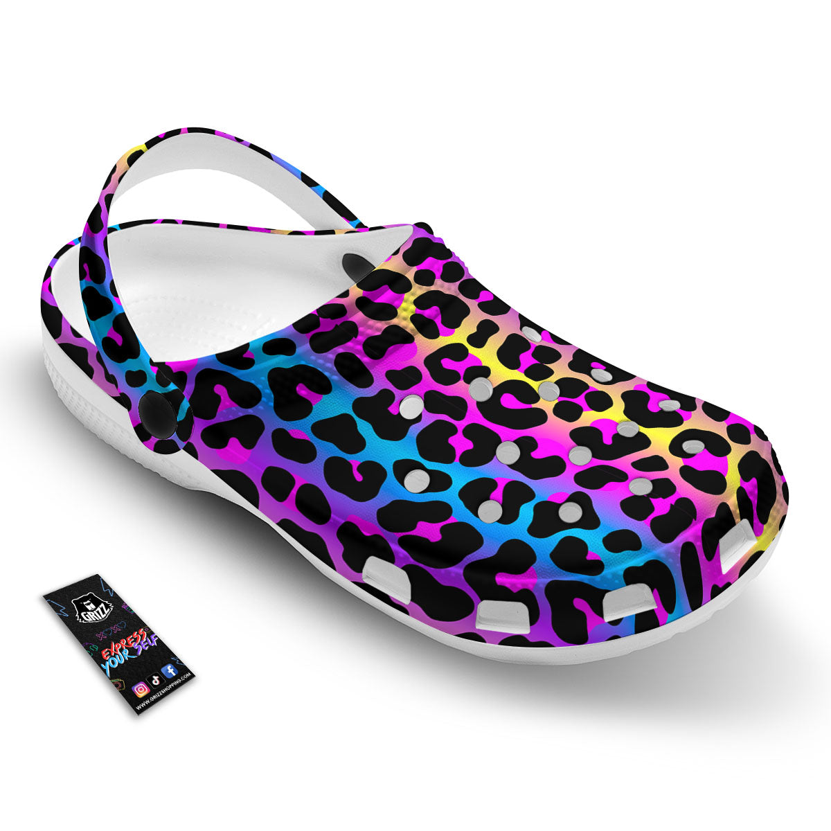 Leopard Rainbow Print Pattern Clog-grizzshop