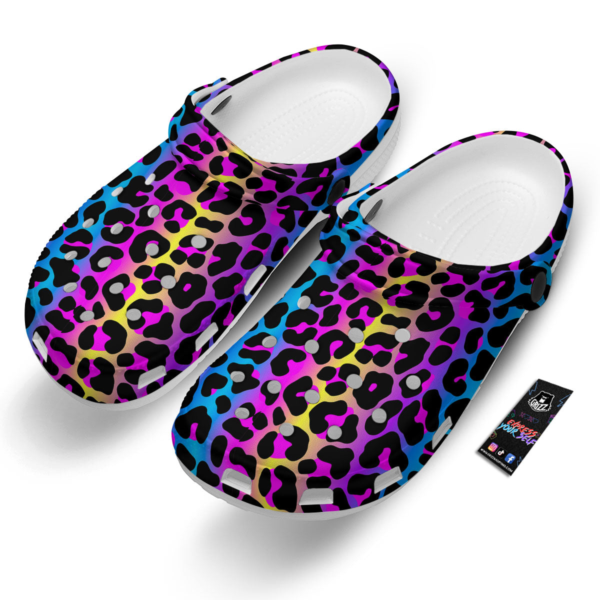 Leopard Rainbow Print Pattern Clog-grizzshop
