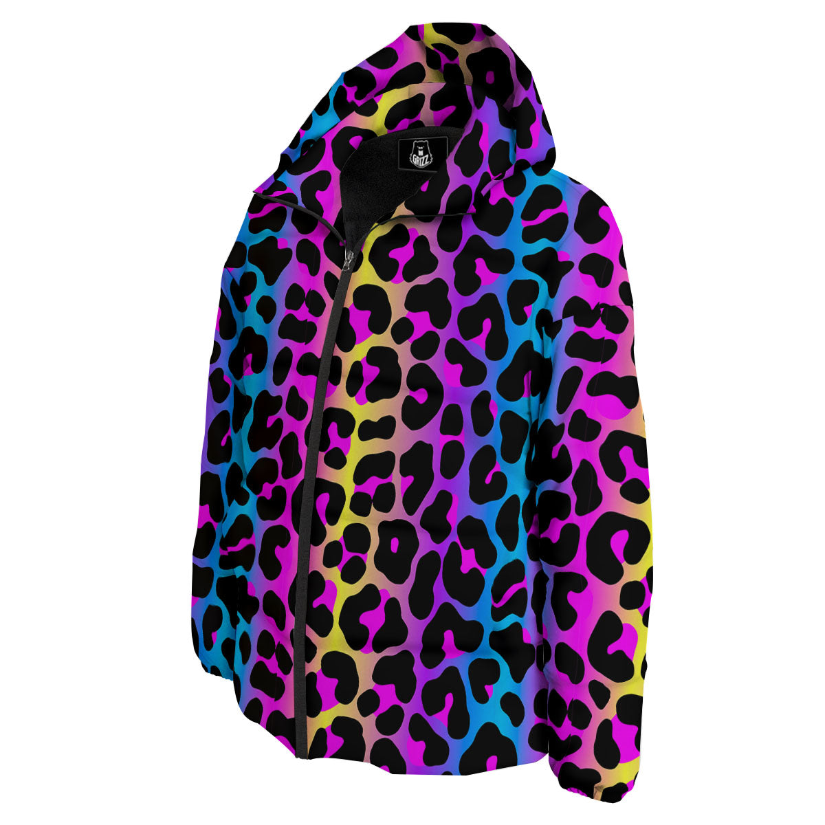 Leopard Rainbow Print Pattern Down Jacket-grizzshop