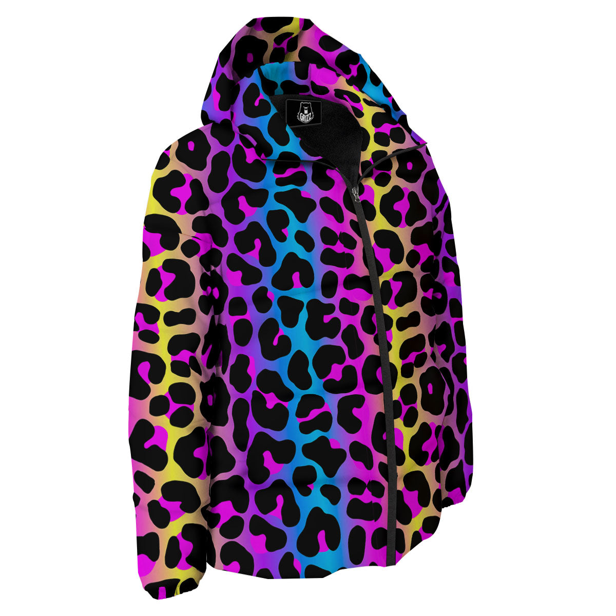 Leopard Rainbow Print Pattern Down Jacket-grizzshop