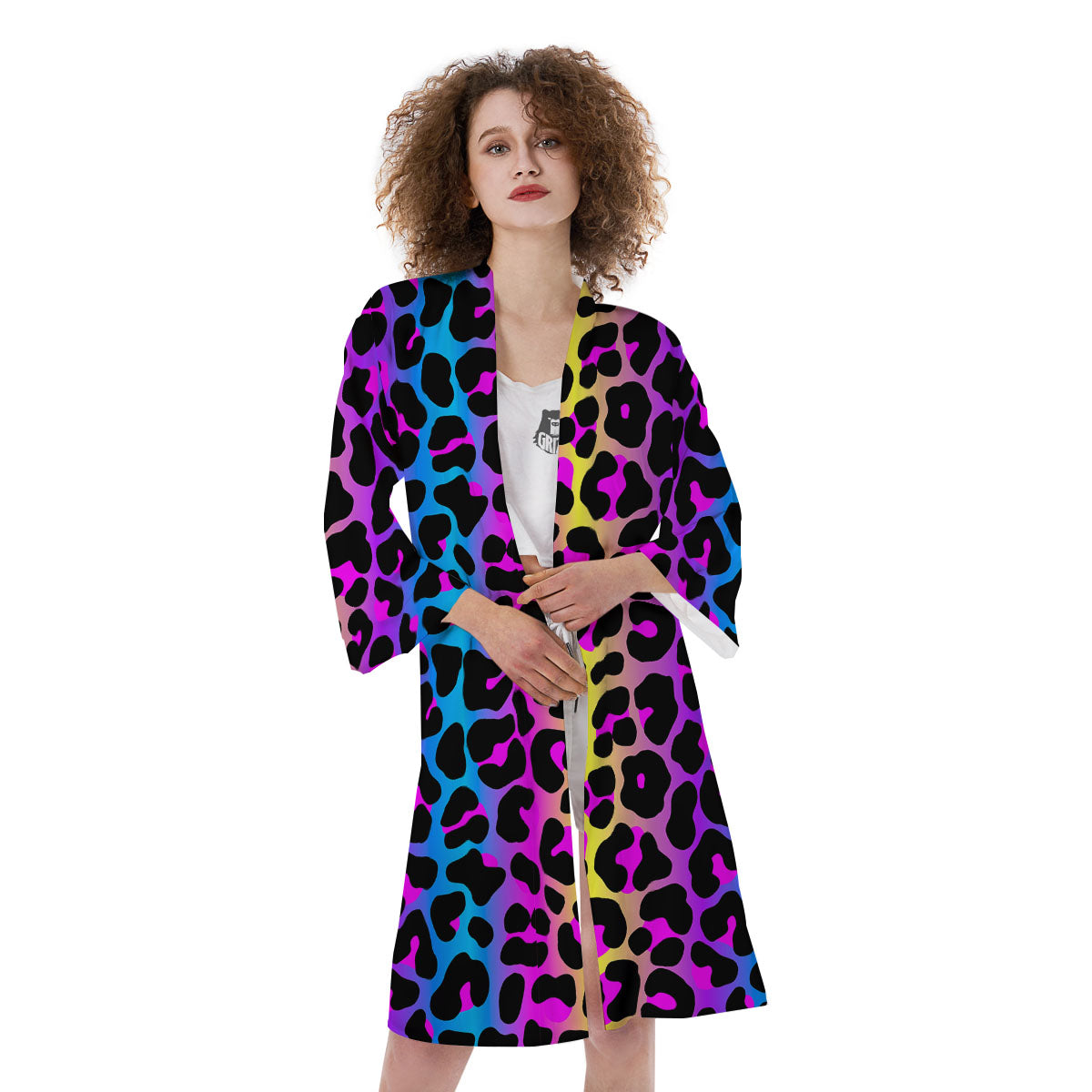 Leopard Rainbow Print Pattern Kimono-grizzshop