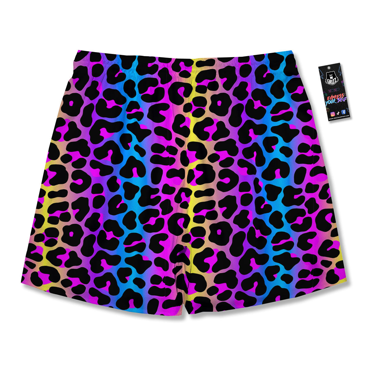 Leopard Rainbow Print Pattern Men's Running Shorts-grizzshop