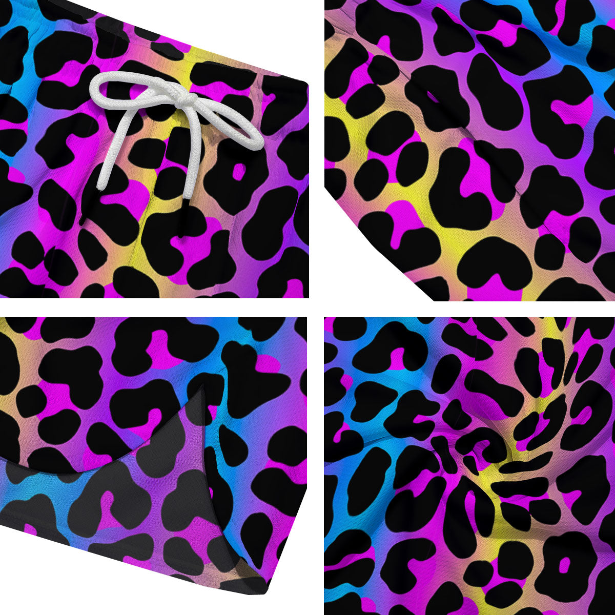 Leopard Rainbow Print Pattern Men's Running Shorts-grizzshop
