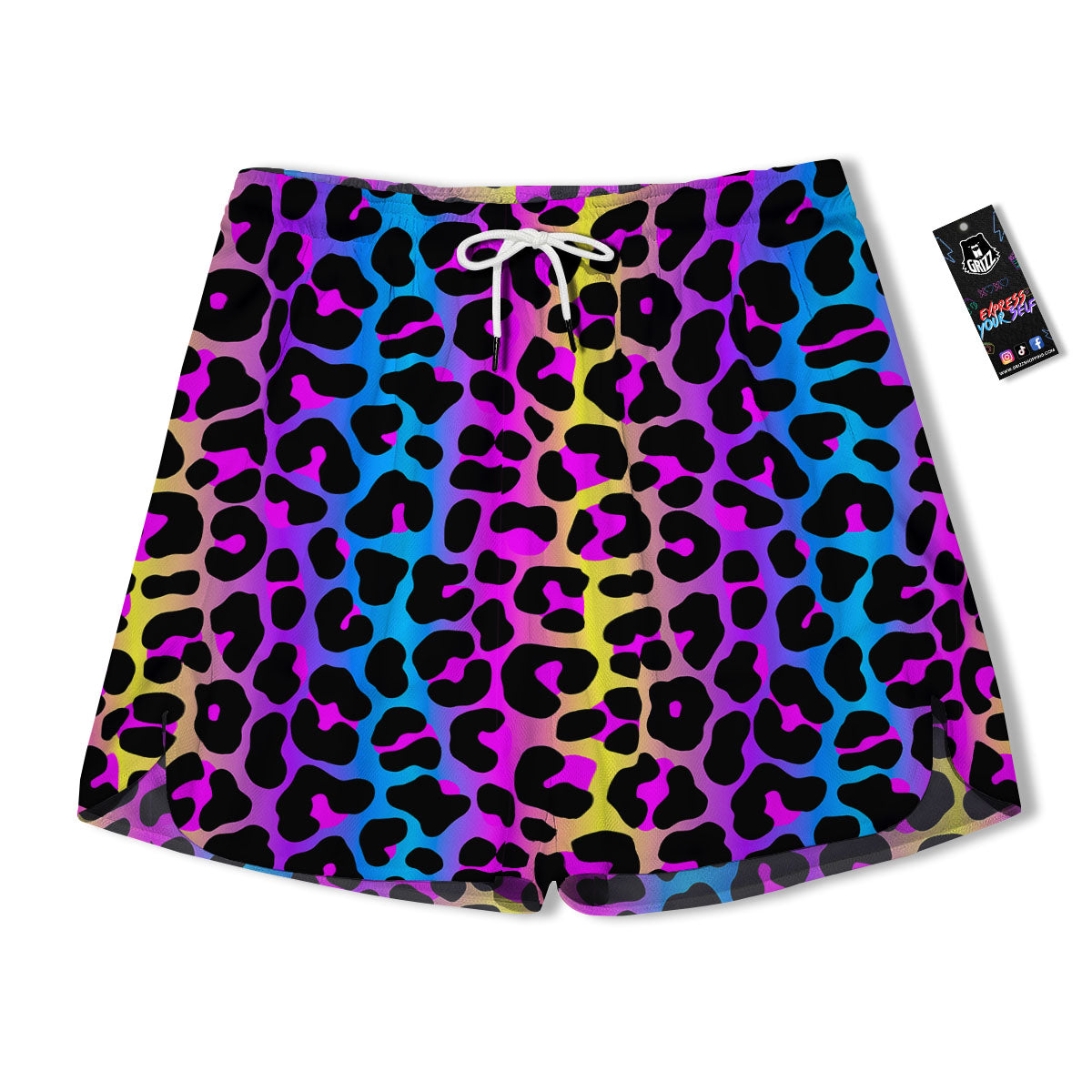 Leopard Rainbow Print Pattern Men's Running Shorts-grizzshop