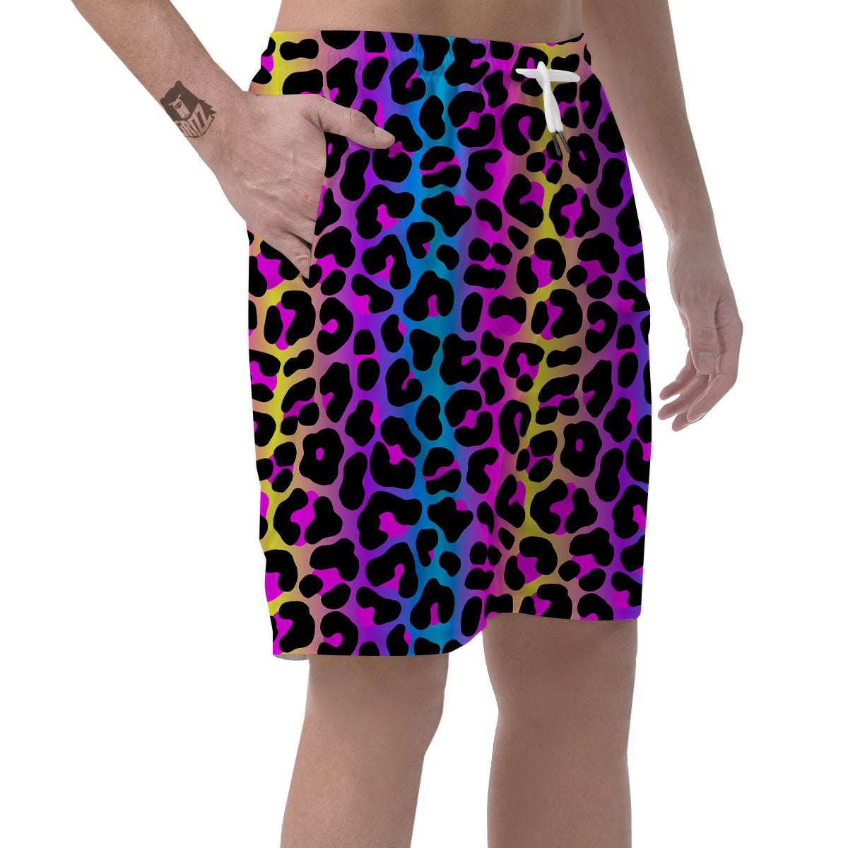 Leopard Rainbow Print Pattern Men's Shorts-grizzshop