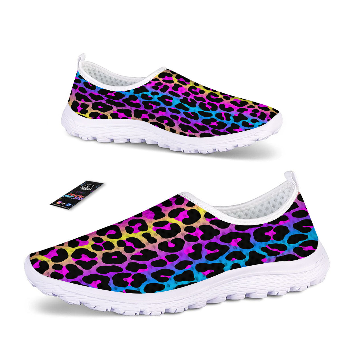 Leopard Rainbow Print Pattern Nurse Shoes-grizzshop