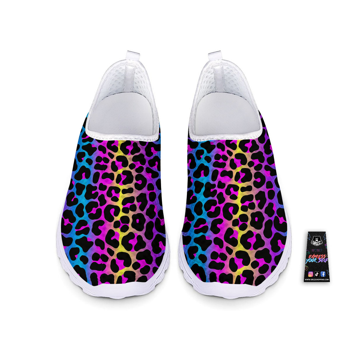 Leopard Rainbow Print Pattern Nurse Shoes-grizzshop