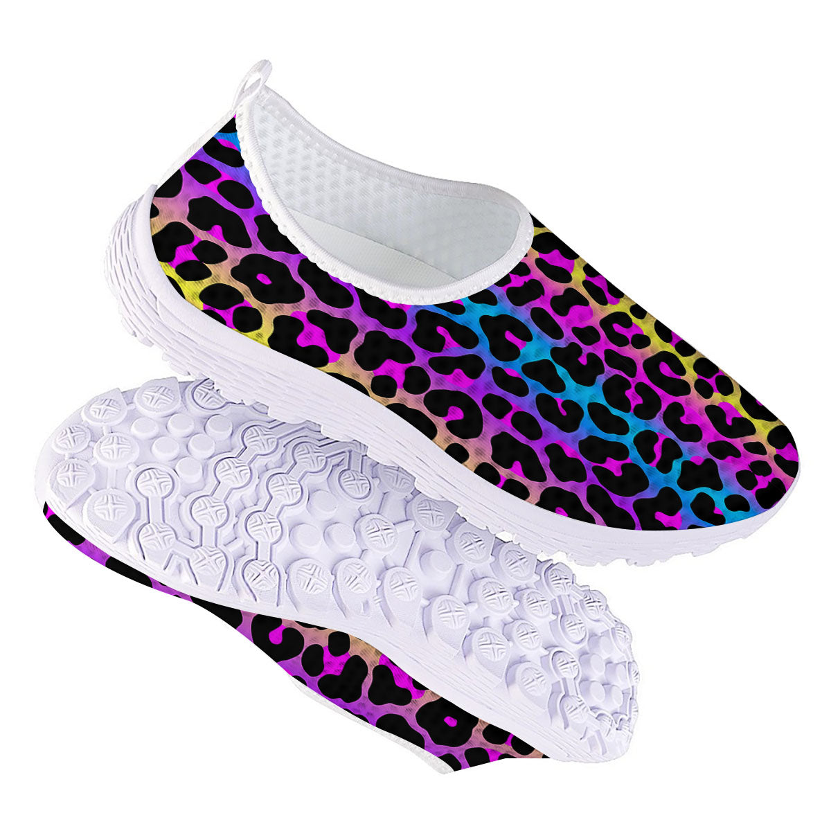 Leopard Rainbow Print Pattern Nurse Shoes-grizzshop