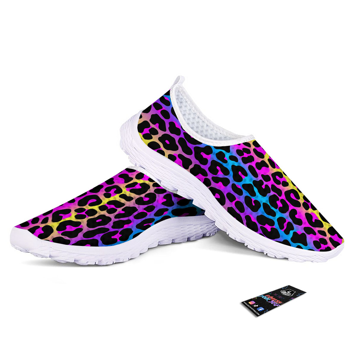 Leopard Rainbow Print Pattern Nurse Shoes-grizzshop