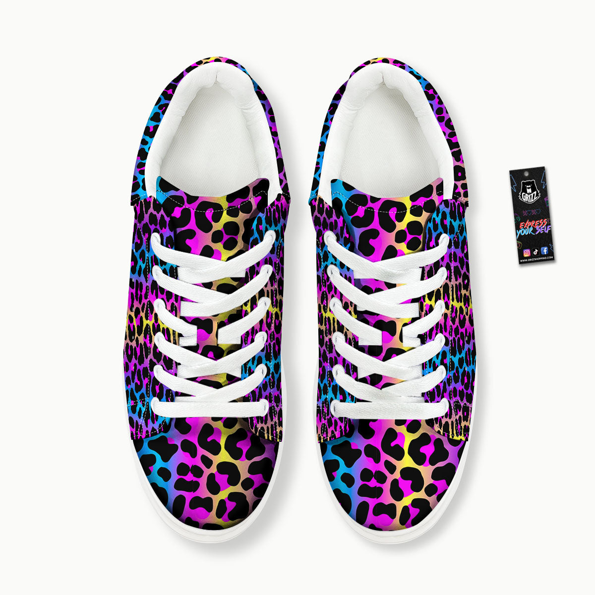 Leopard Rainbow Print Pattern Platform Shoes-grizzshop