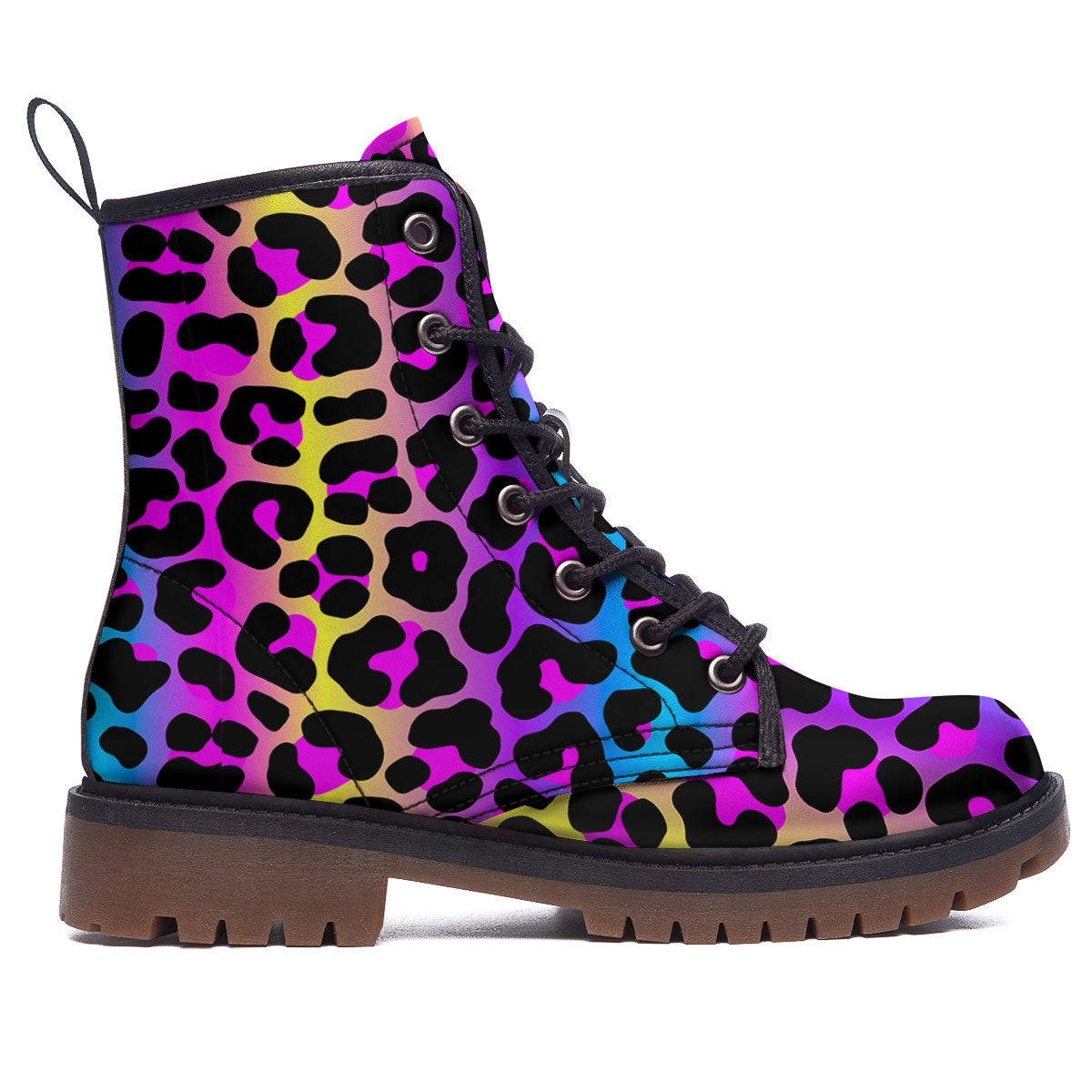 Leopard Rainbow Print Pattern Work Boots-grizzshop
