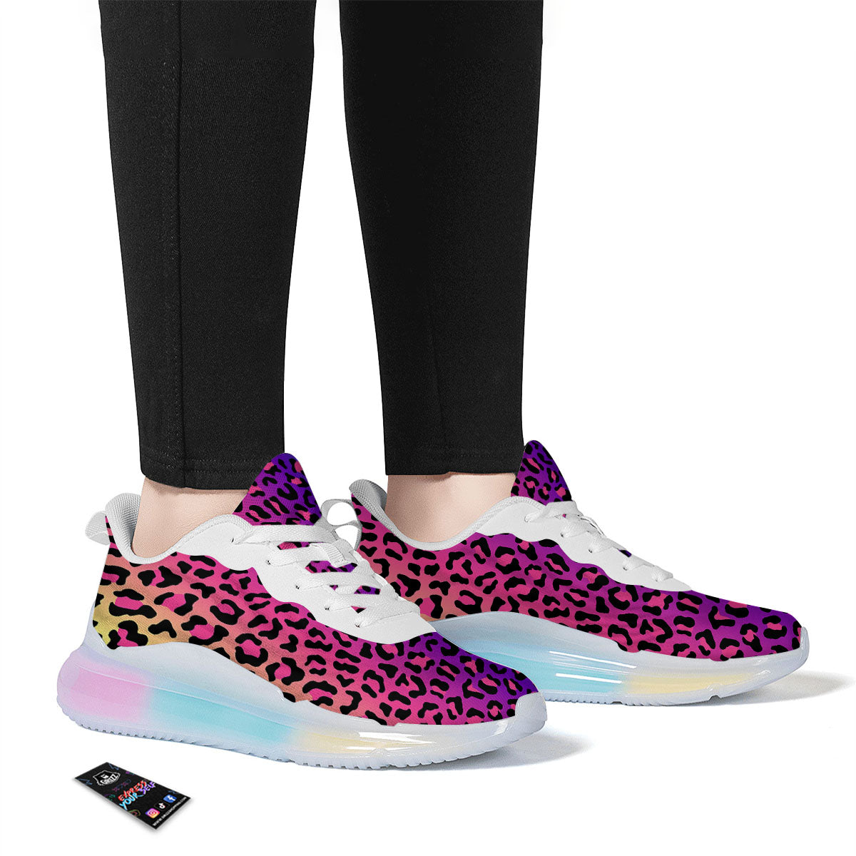 Leopard Rainbow Print Running Sneakers-grizzshop