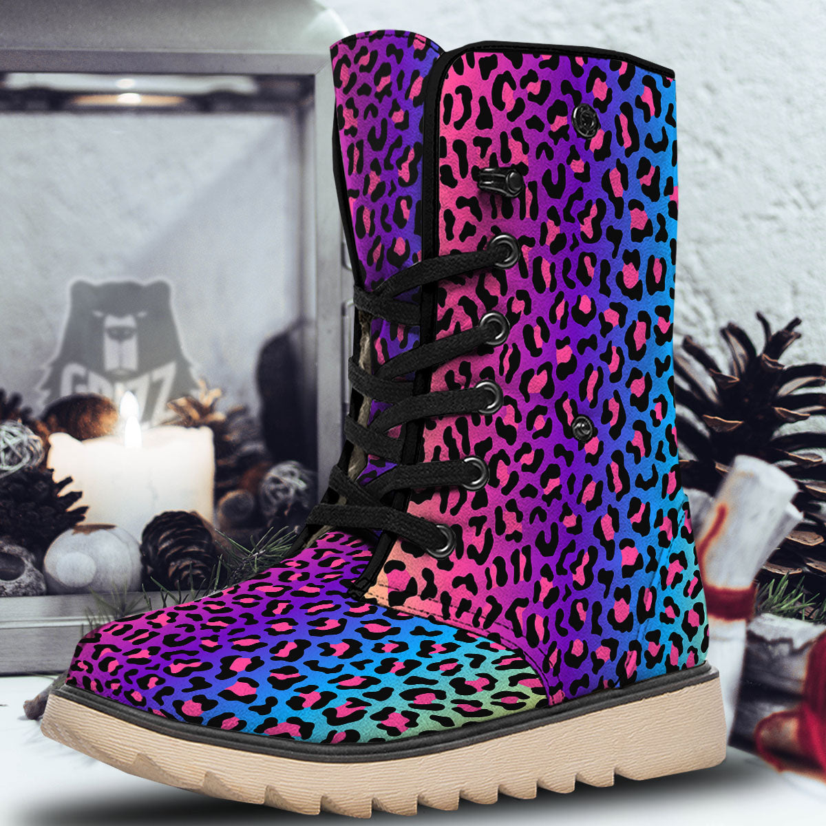 Leopard Rainbow Print Snow Boots-grizzshop