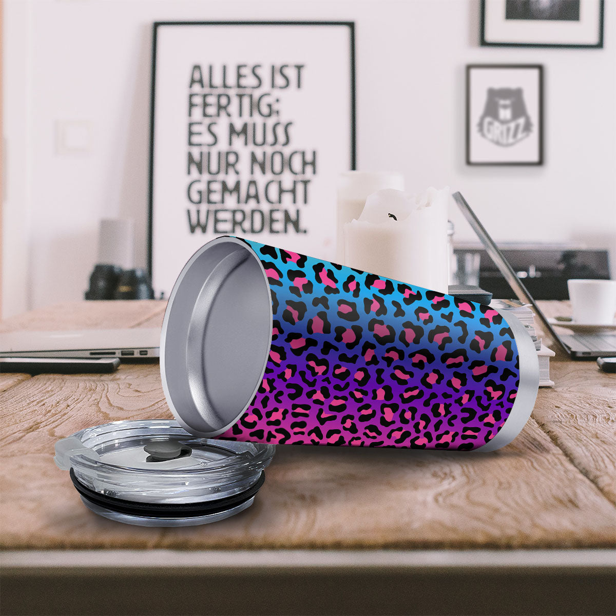 Leopard Rainbow Print Tumbler-grizzshop