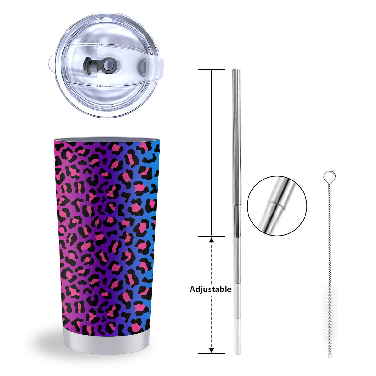 Leopard Rainbow Print Tumbler-grizzshop