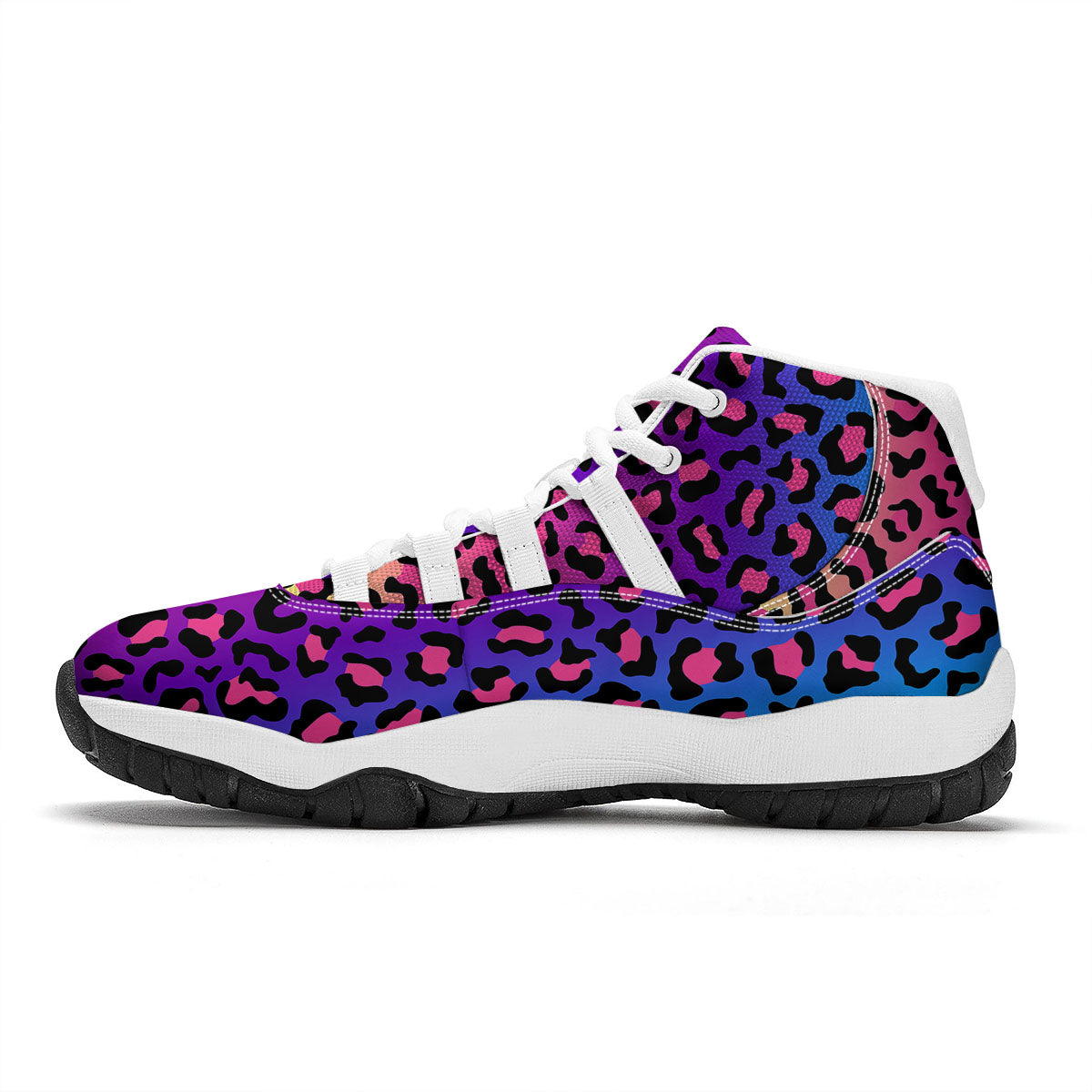 Leopard Rainbow Print White Bball Shoes-grizzshop
