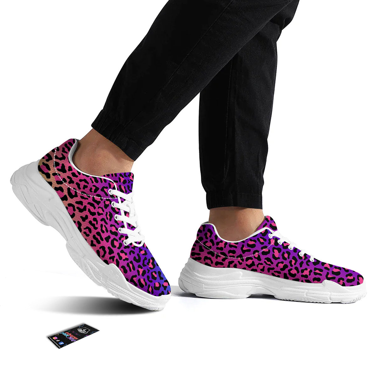 Leopard Rainbow Print White Chunky Shoes-grizzshop