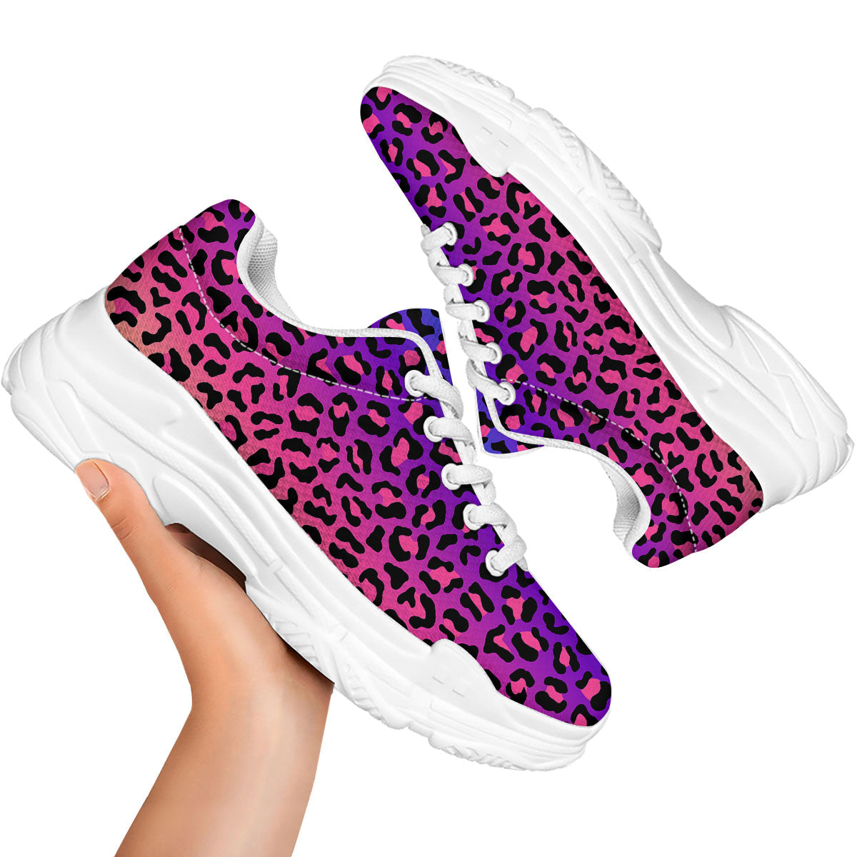 Leopard Rainbow Print White Chunky Shoes-grizzshop
