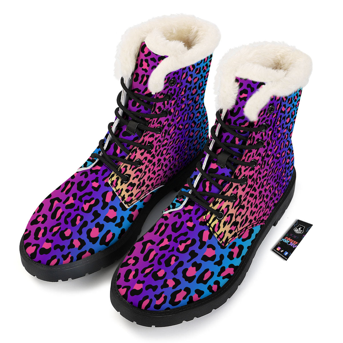 Leopard Rainbow Print Winter Boots-grizzshop