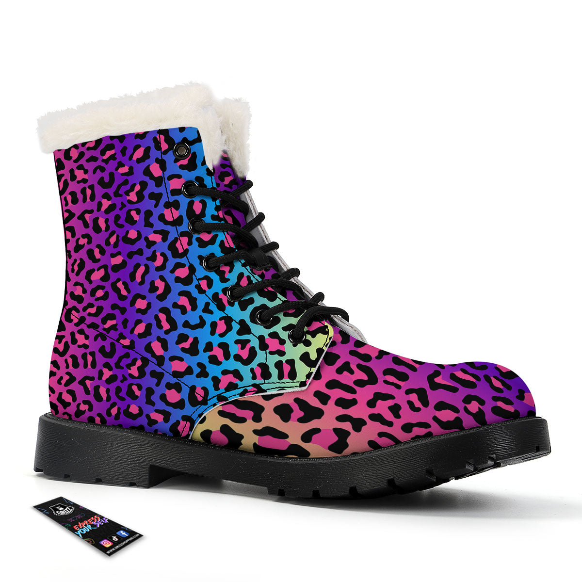 Leopard Rainbow Print Winter Boots-grizzshop